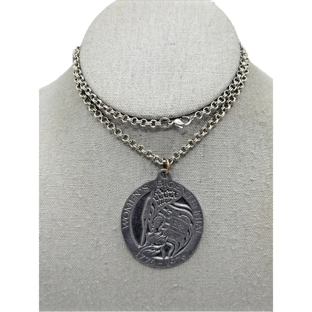 1976 Toni Carabillo Womens Bicentennial ERA Medal Pendant Necklace Feminist 22